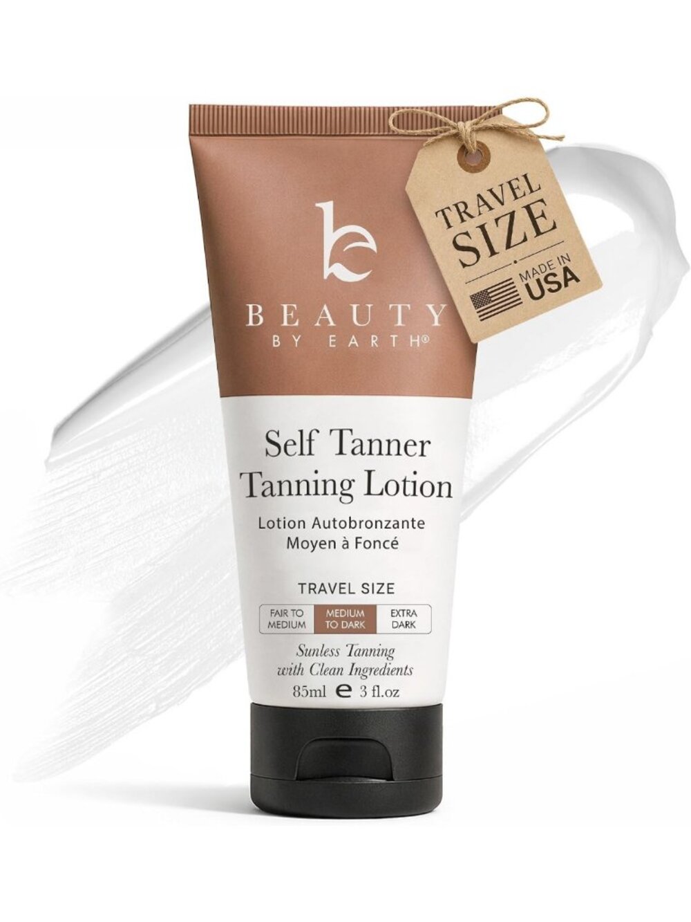 Natural Self Tanner Lotion - Streak-Free Gradual Tan, Travel Size, Vegan